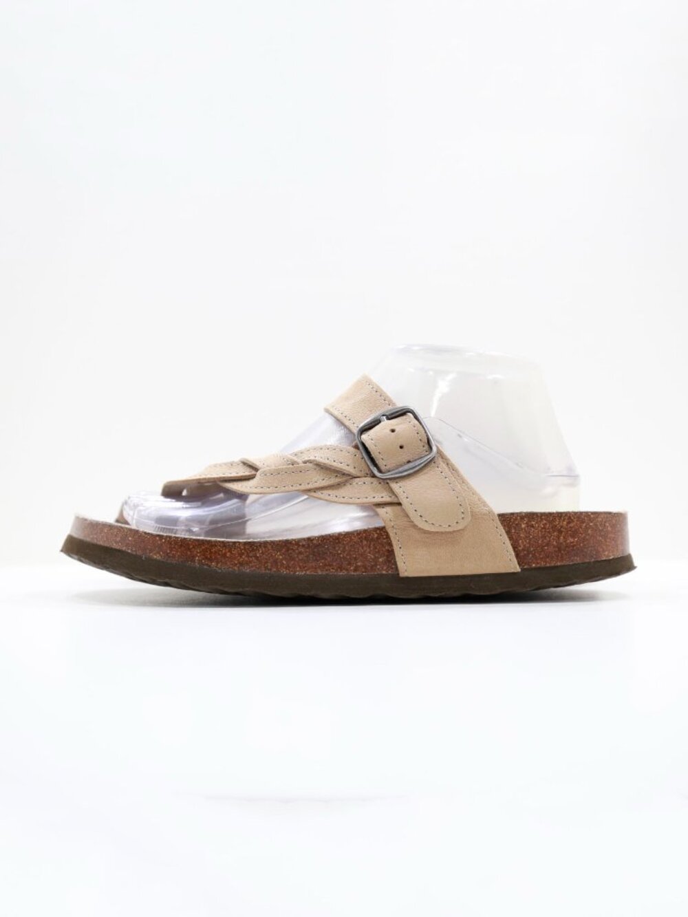 White Mountain Crawford Tan Leather Flat Thong Footbed Sandals - Women's 9